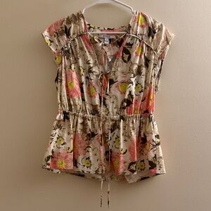 10 CROSBY DEREK LAM Floral Tie Blouse